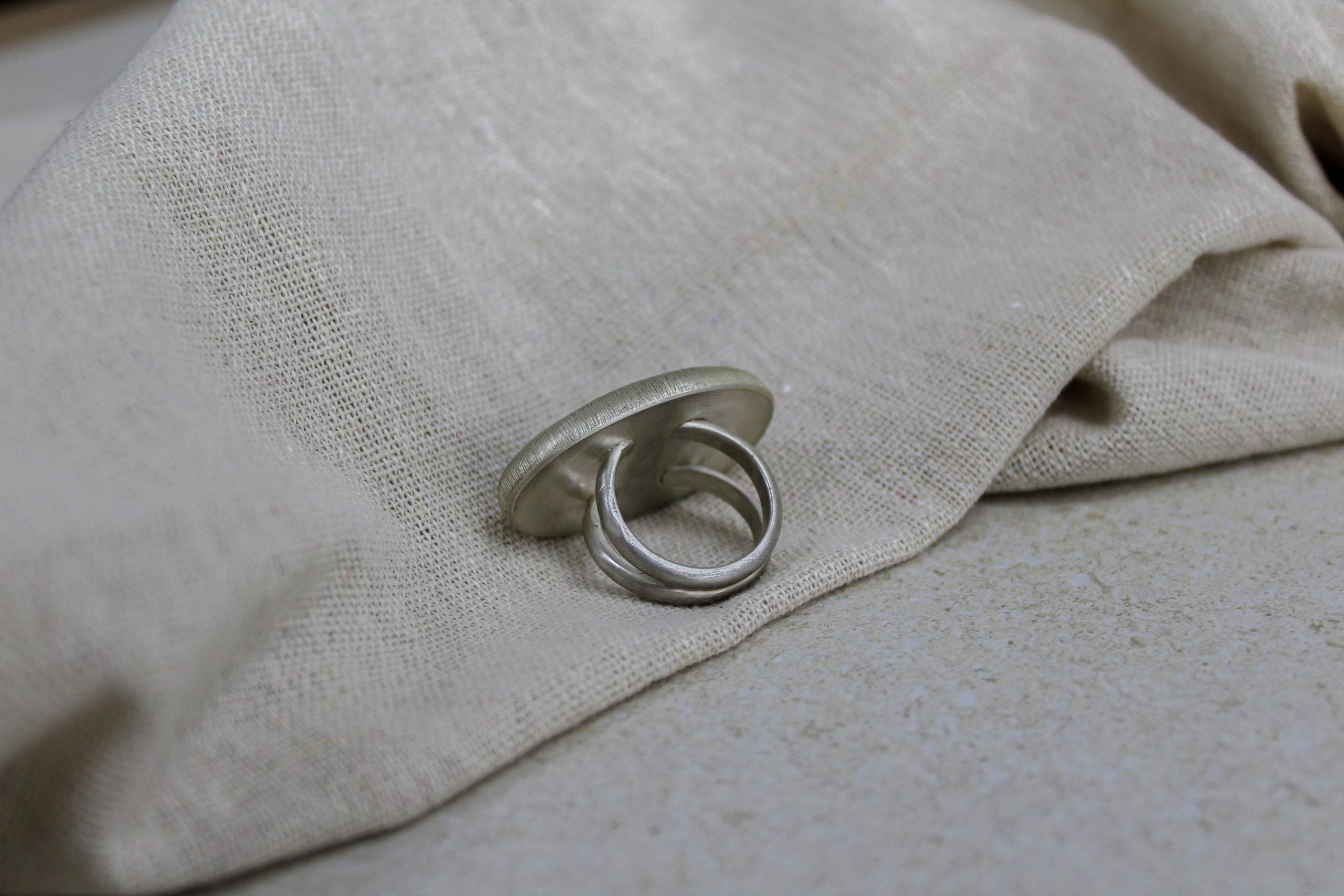 Large Recycled Silver Labradorite Oval Statement Ring image 4
