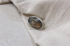 Large Recycled Silver Labradorite Oval Statement Ring image 2