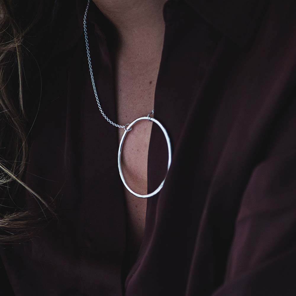 Briony Hammered Maxi Circle Pendant image 7