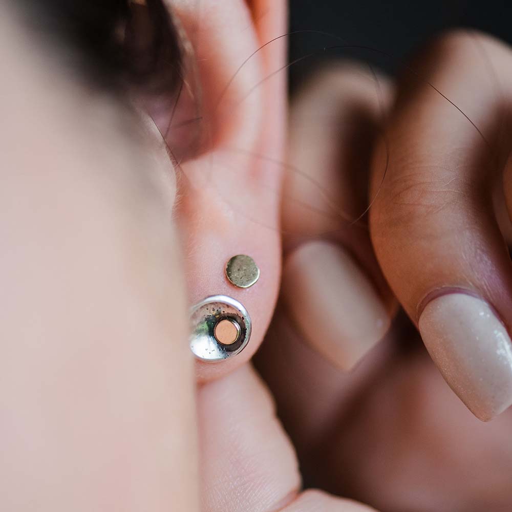 Siobhan Gold Disc Stud Earrings image 2