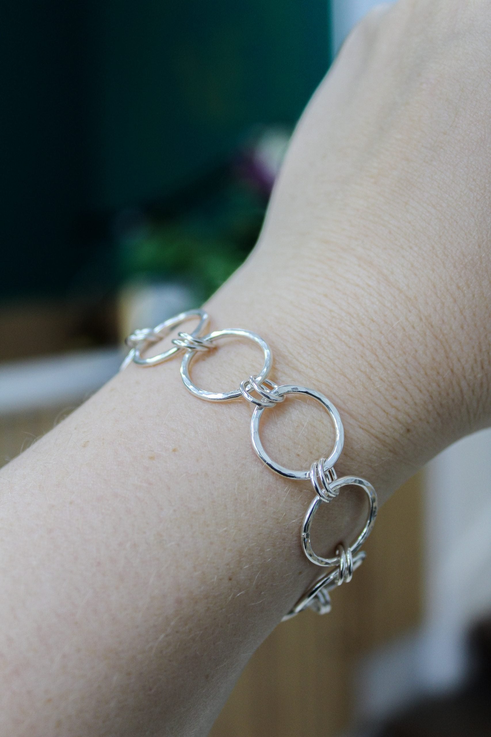 Briony Hammered Circle Large Link Bracelet image 4