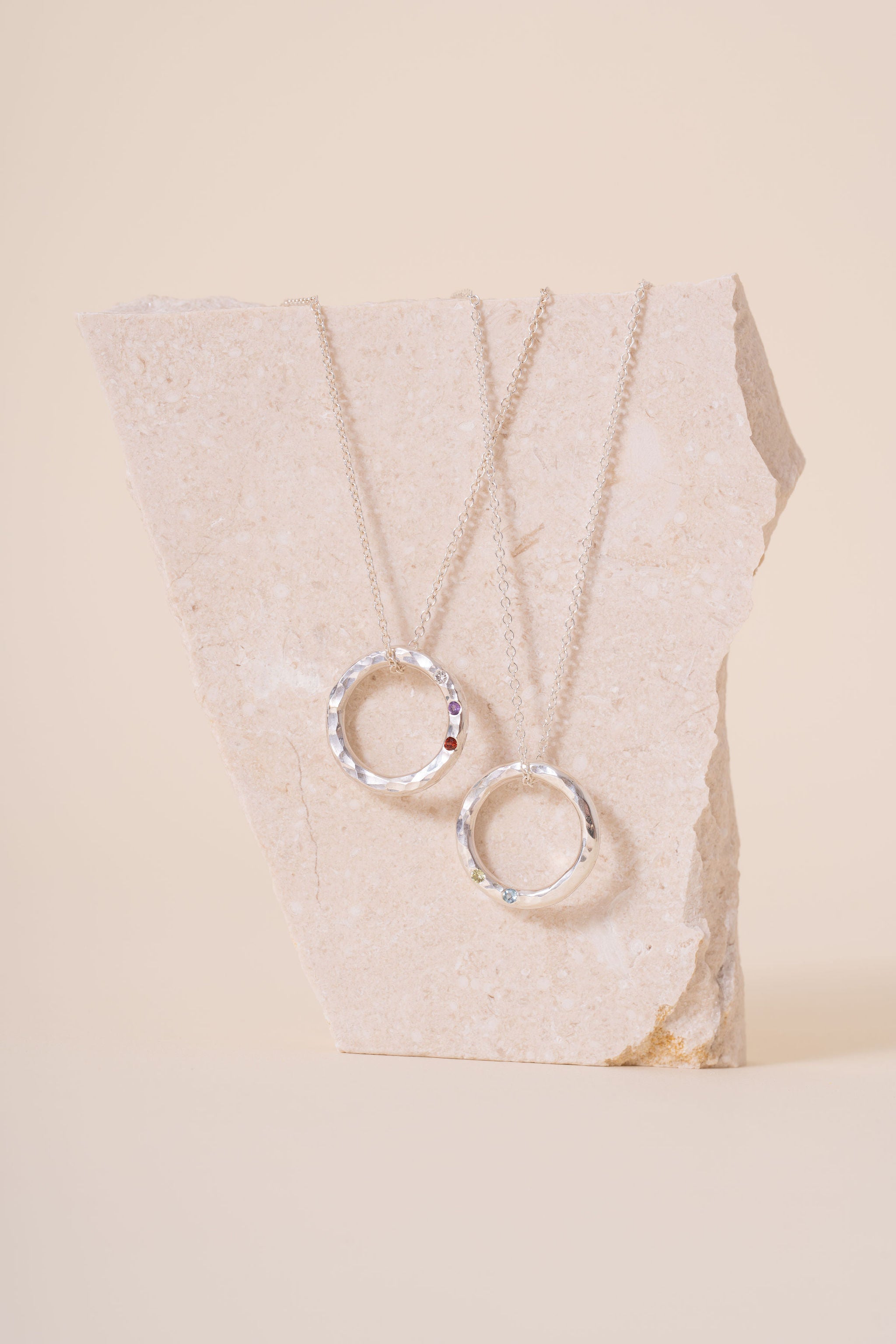 Recycled Silver Personalised Briony Birthstone Pendant