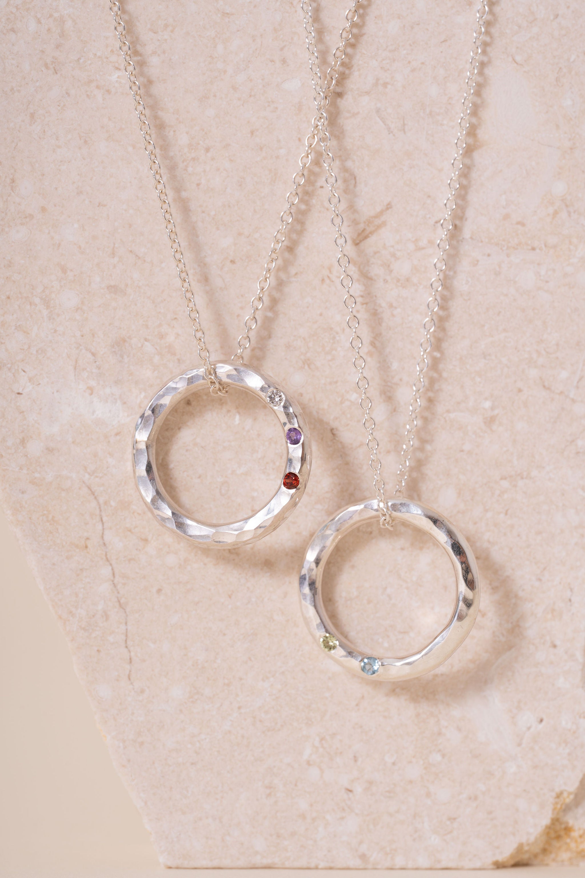 Recycled Silver Personalised Briony Birthstone Pendant