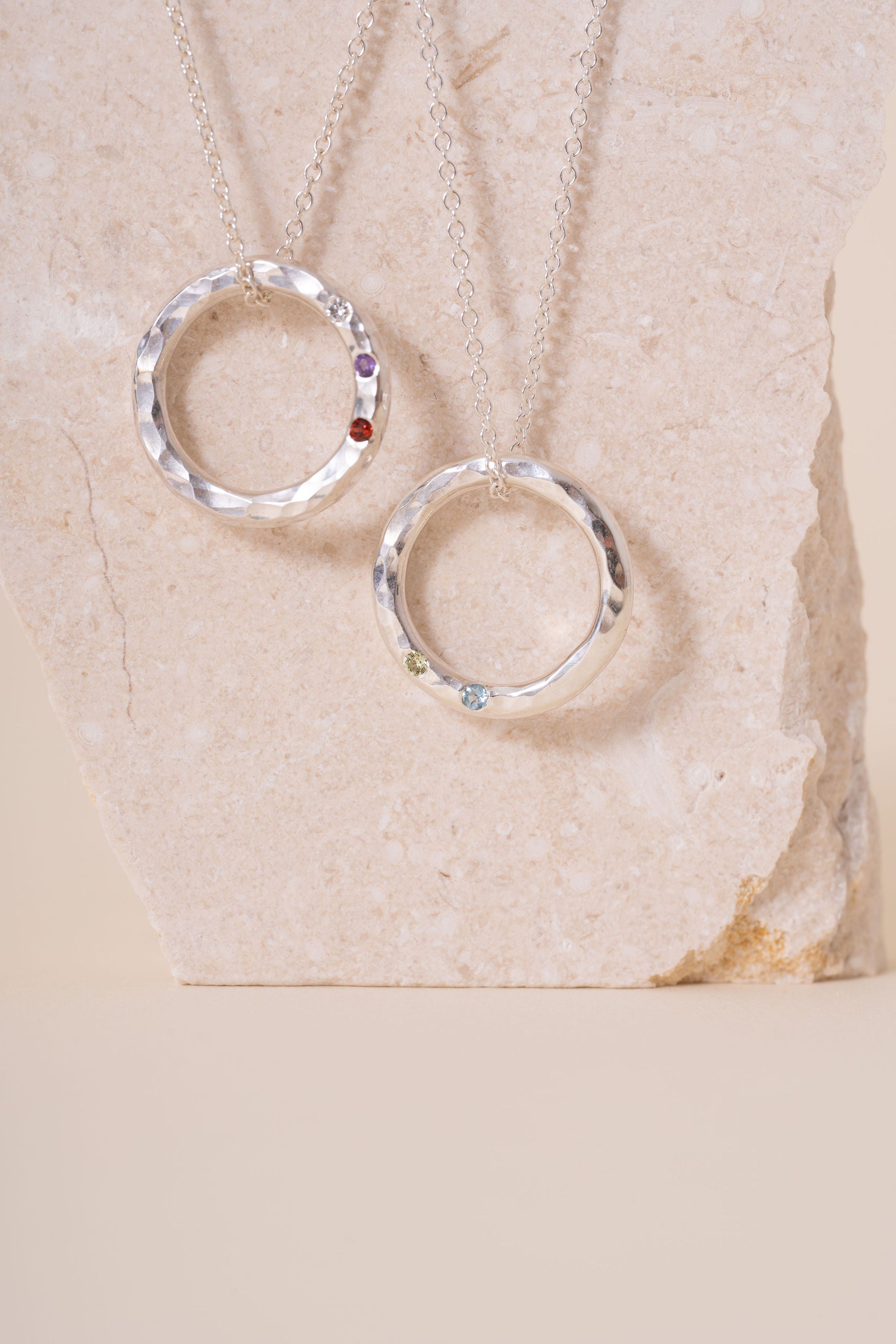 Recycled Silver Personalised Briony Birthstone Pendant