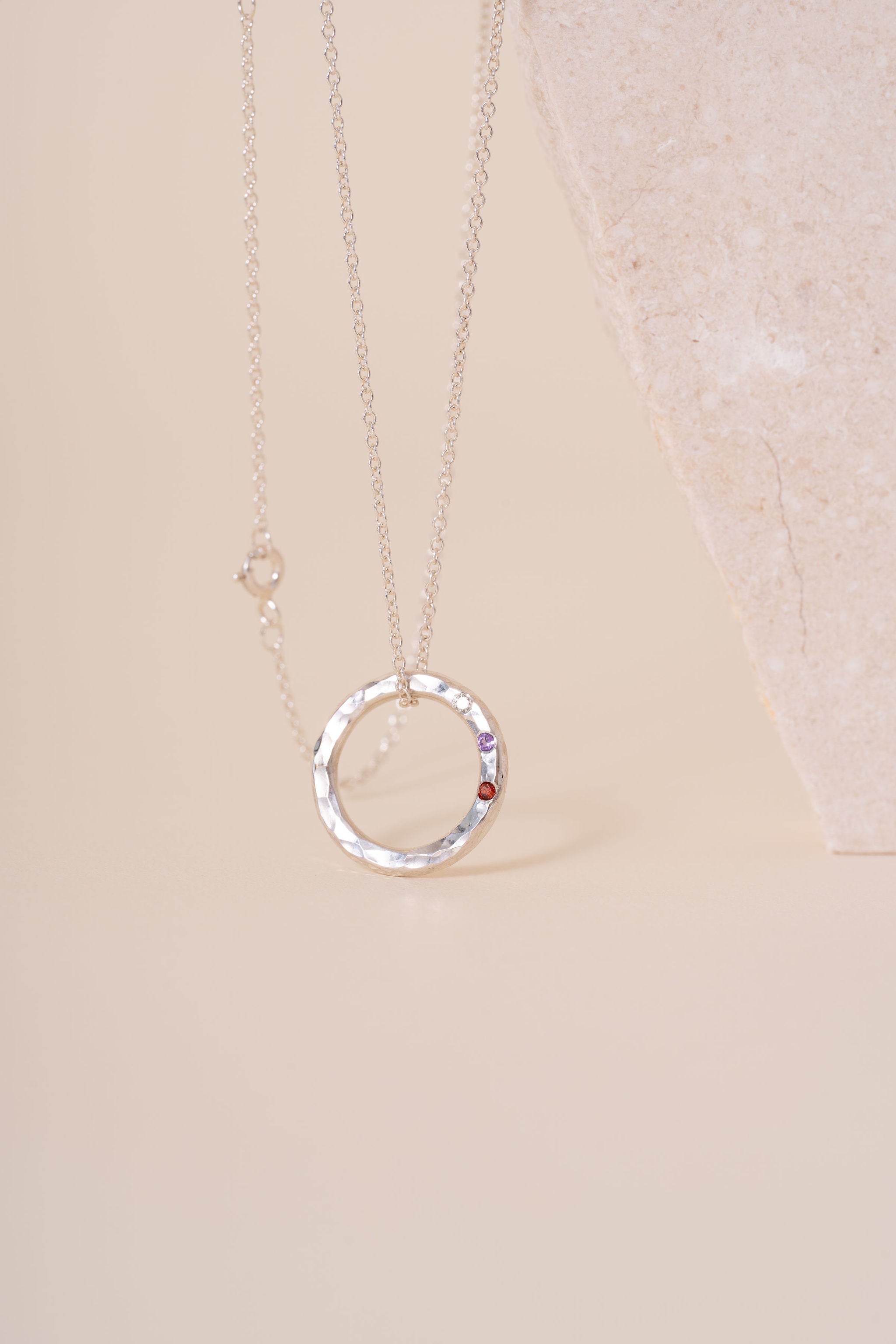 Recycled Silver Personalised Briony Birthstone Pendant