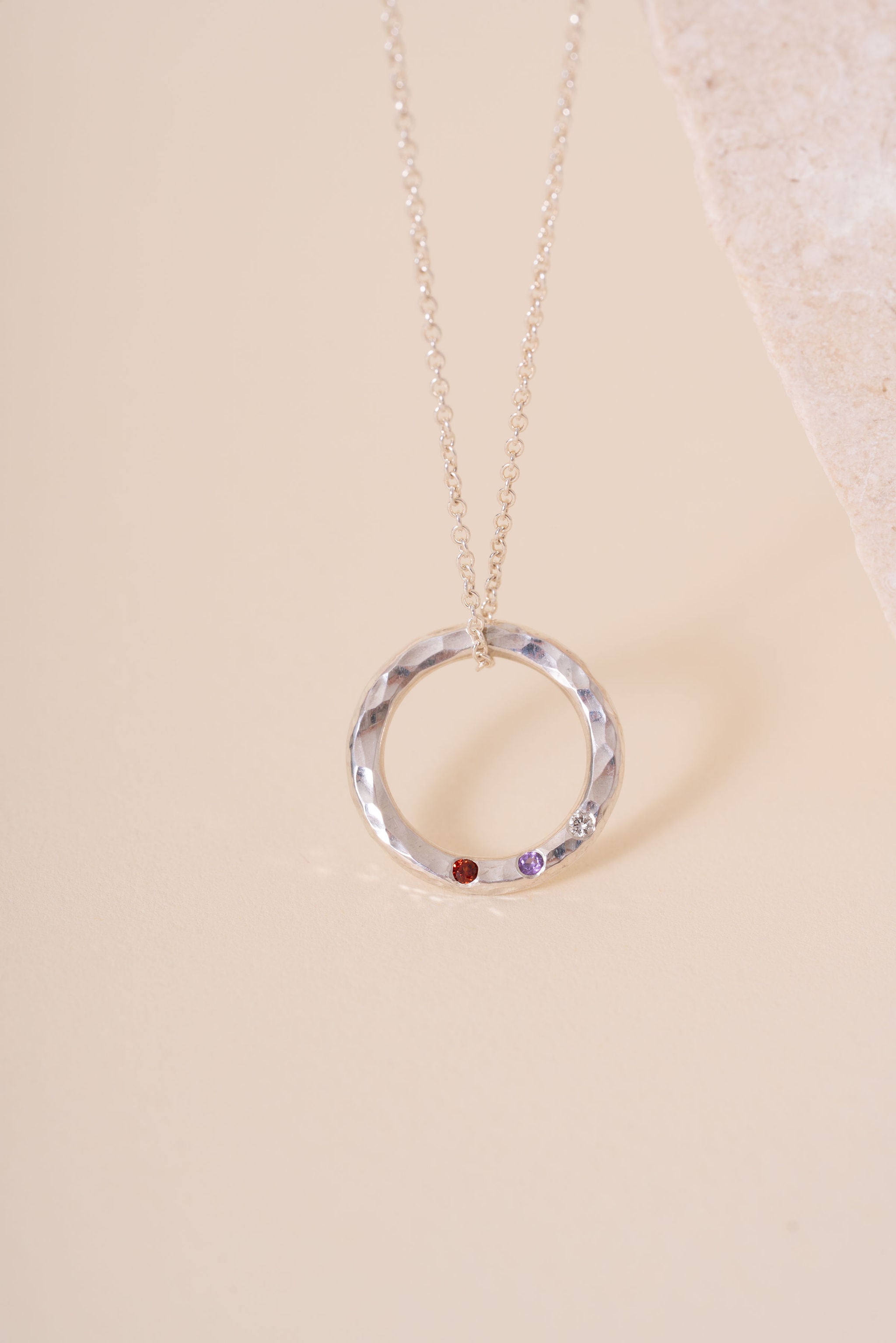 Recycled Silver Personalised Briony Birthstone Pendant