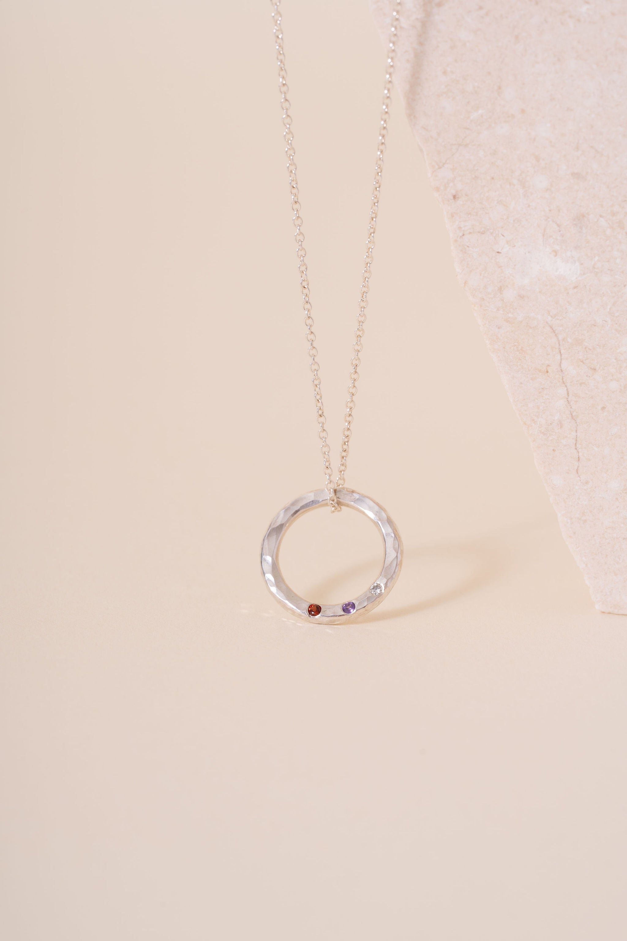 Recycled Silver Personalised Briony Birthstone Pendant