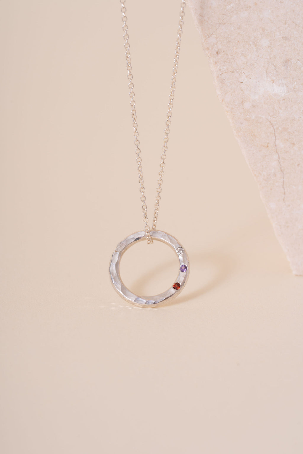 Recycled Silver Personalised Briony Birthstone Pendant