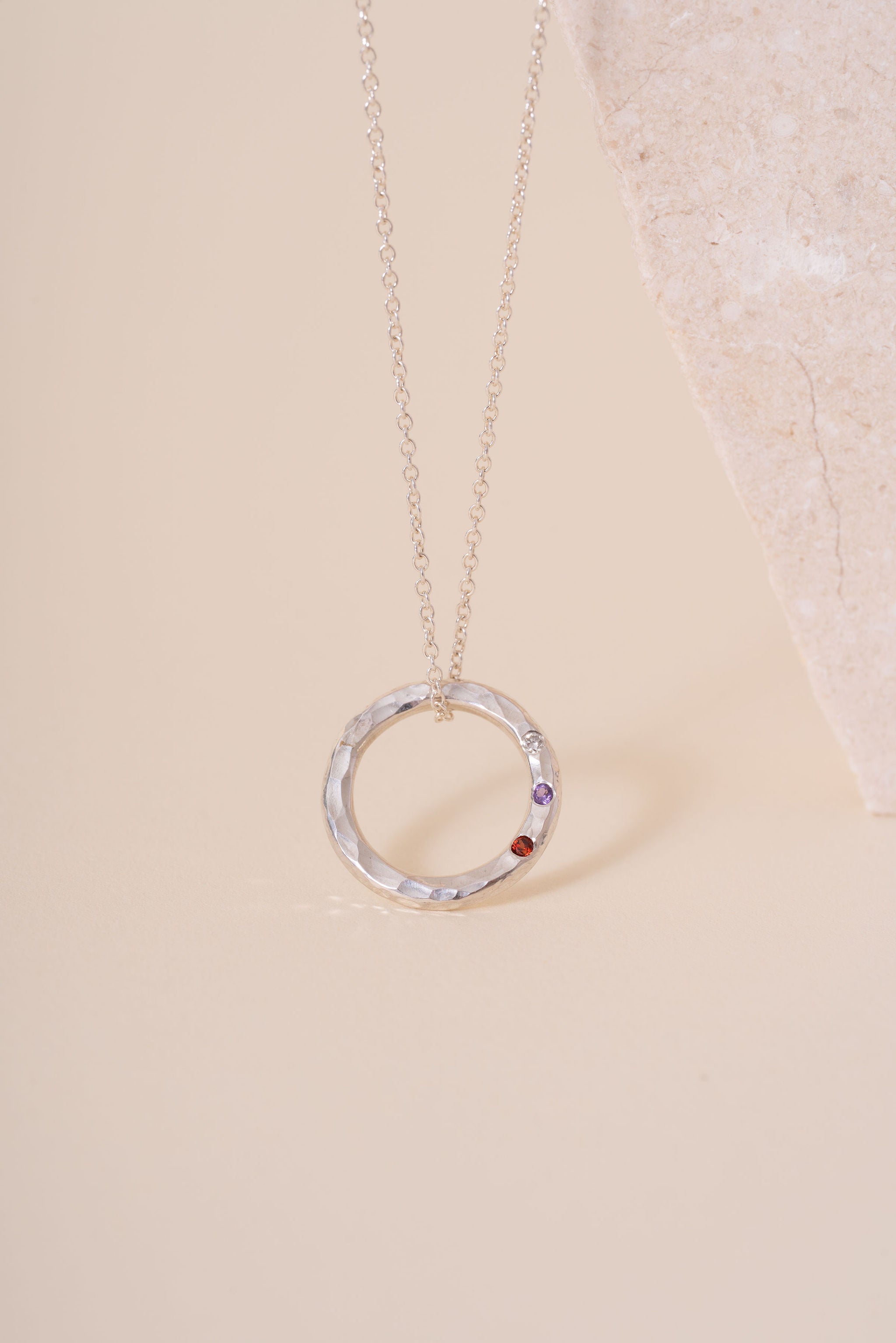 Recycled Silver Personalised Briony Birthstone Pendant