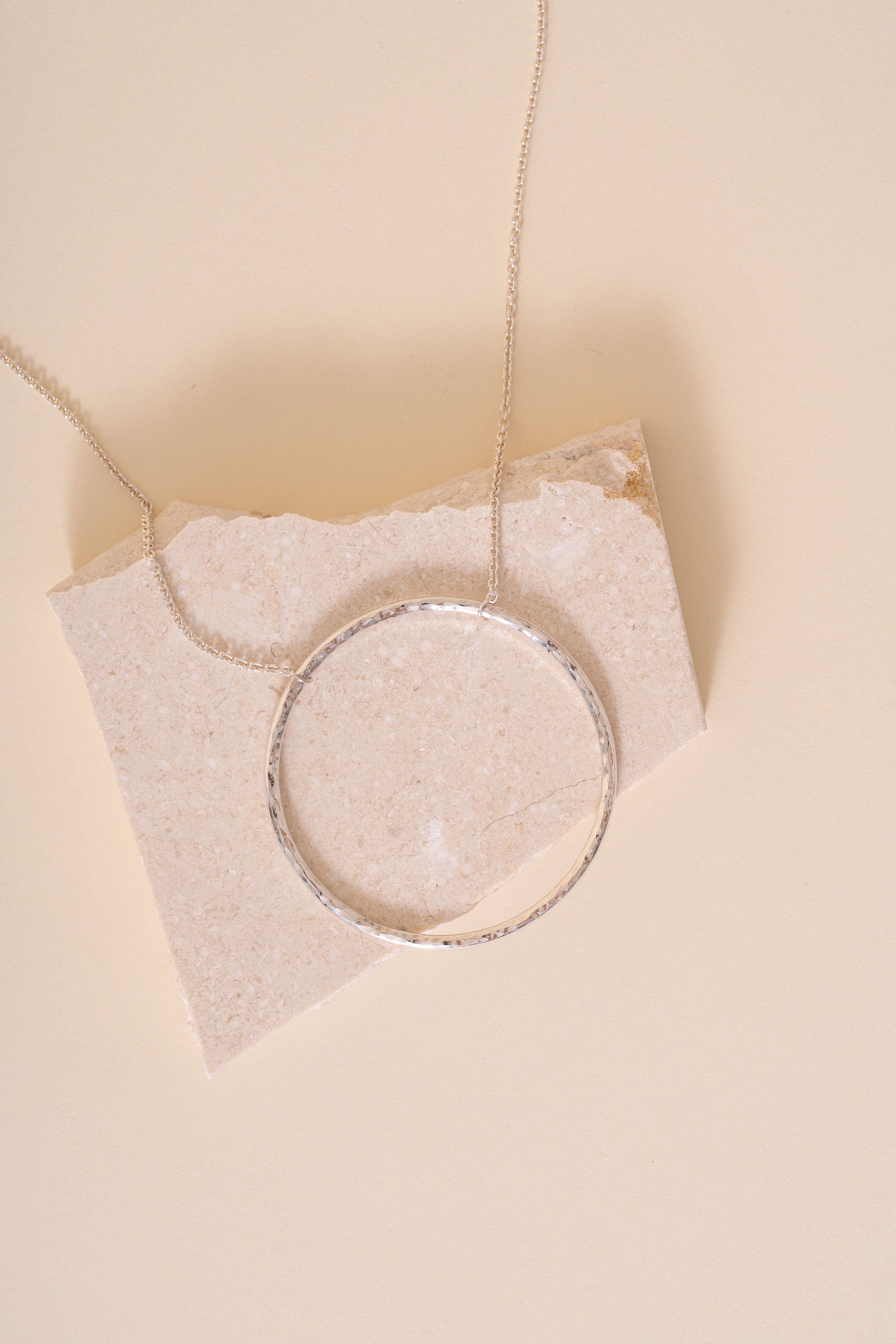 Briony Hammered Maxi Circle Pendant