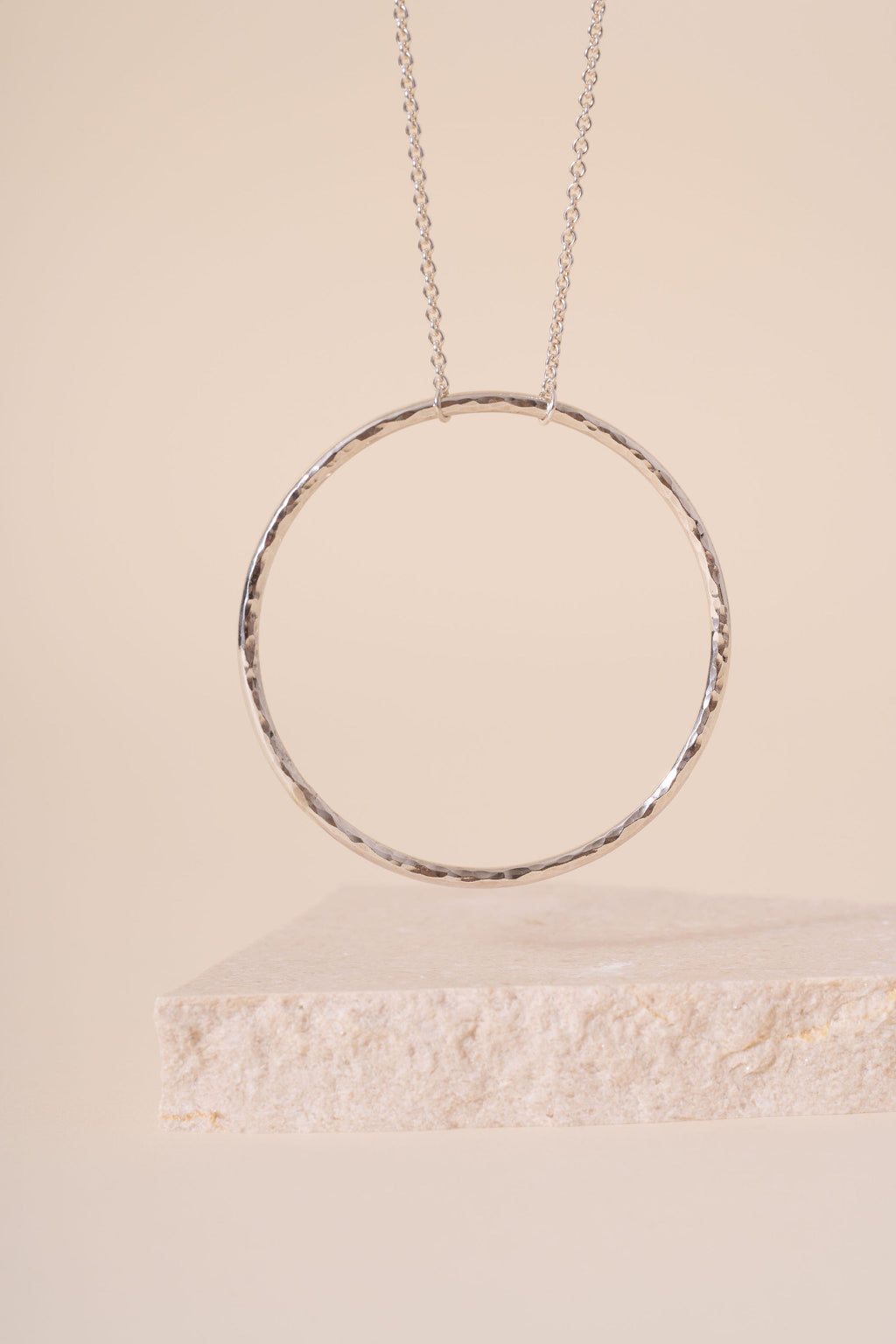 Briony Hammered Maxi Circle Pendant