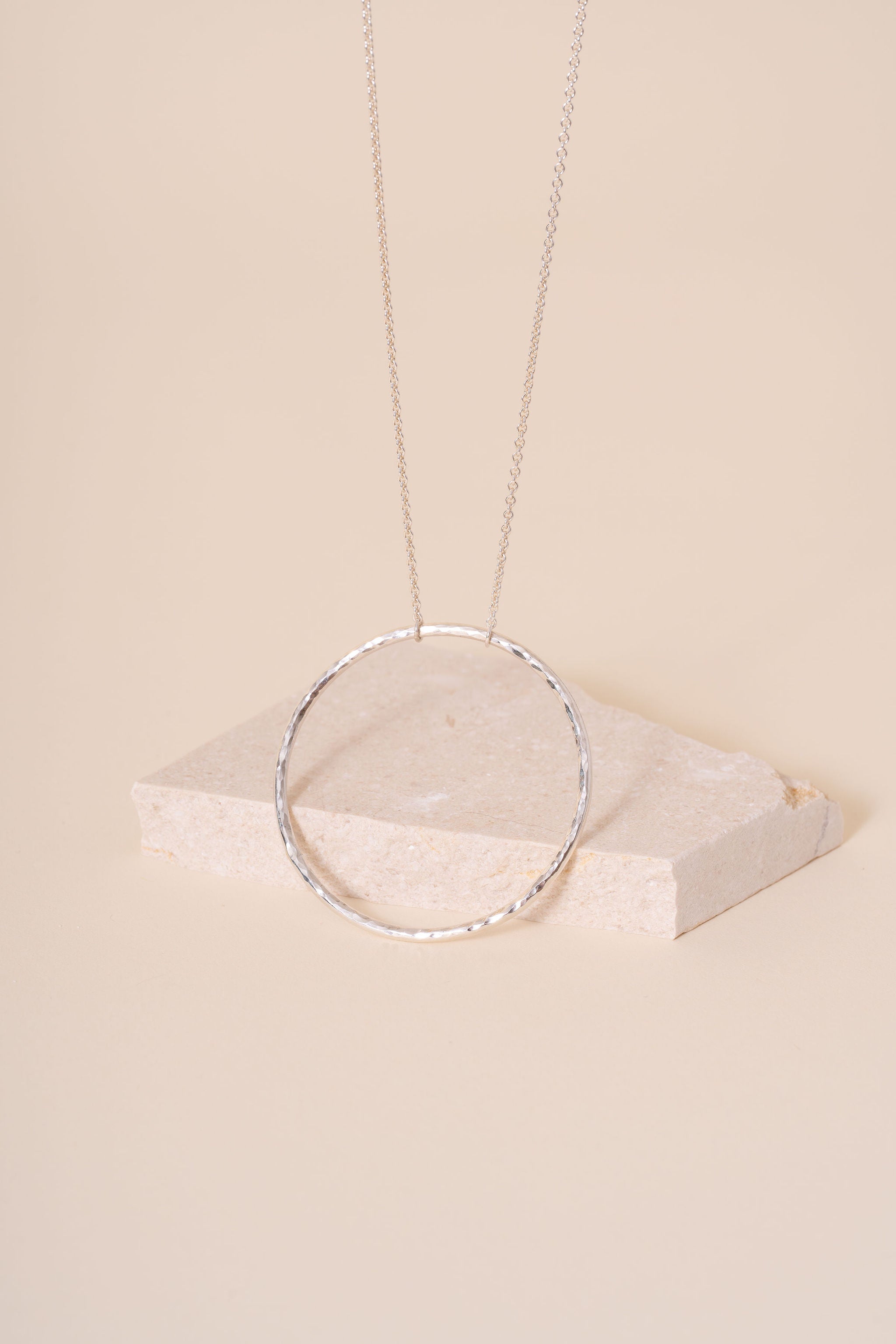Briony Hammered Maxi Circle Pendant
