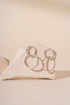 Briony Hammered Double Drop Stud Earrings