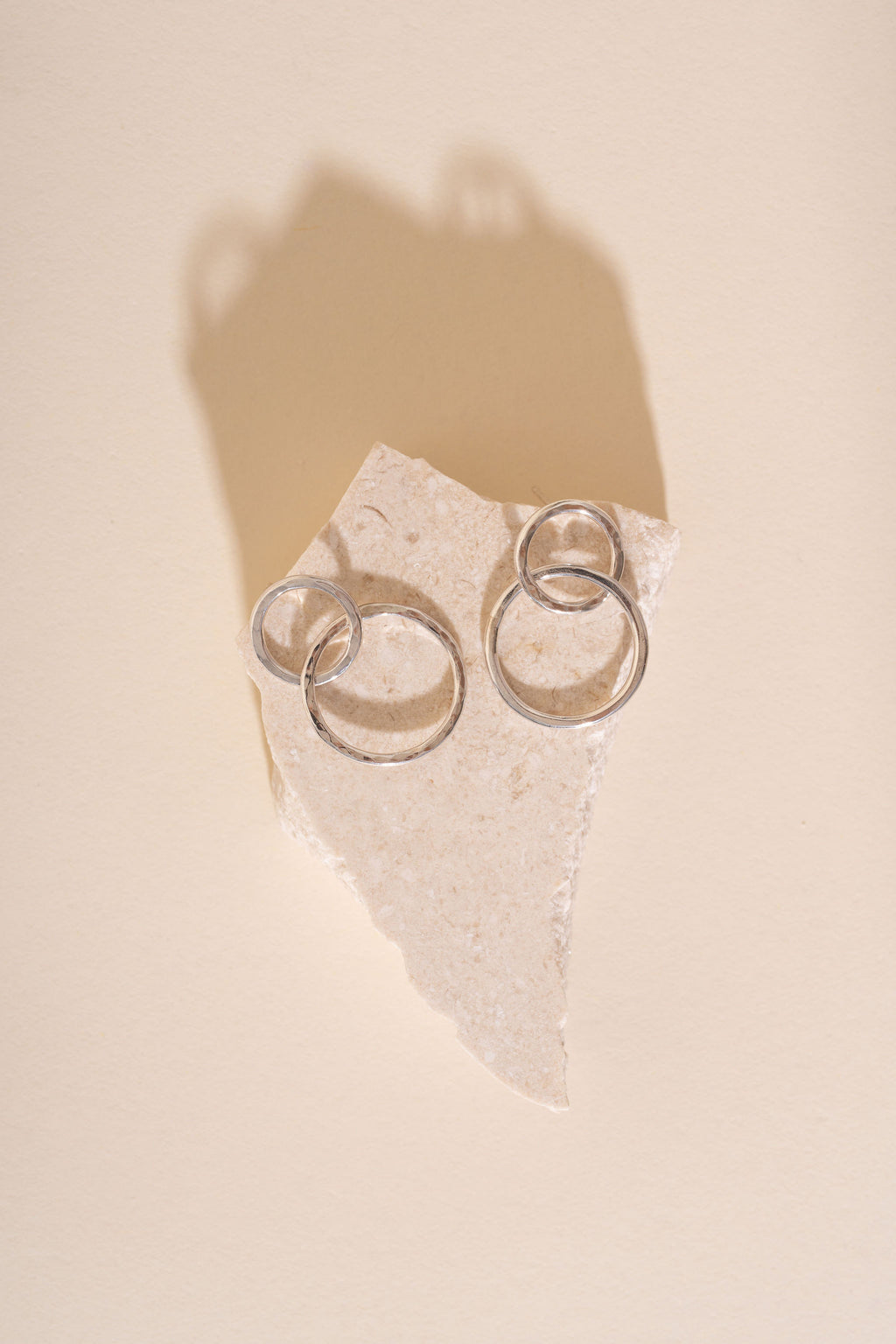 Briony Hammered Double Drop Stud Earrings