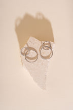 Briony Hammered Double Drop Stud Earrings