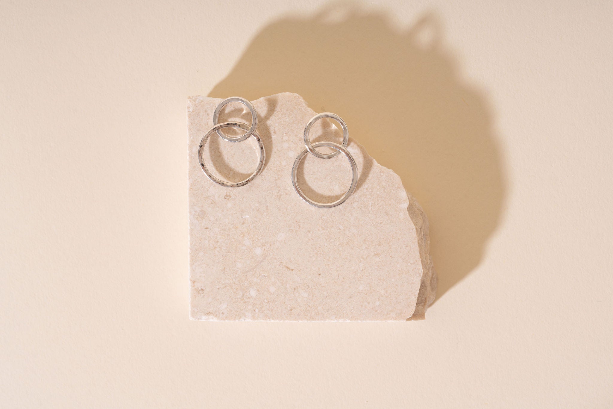 Briony Hammered Double Drop Stud Earrings