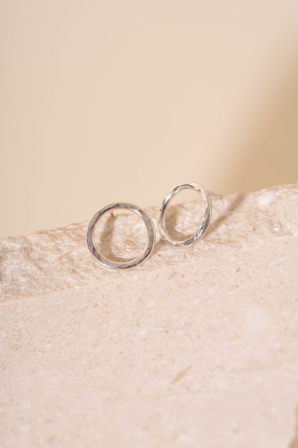 Briony Hammered Circle Stud Earrings