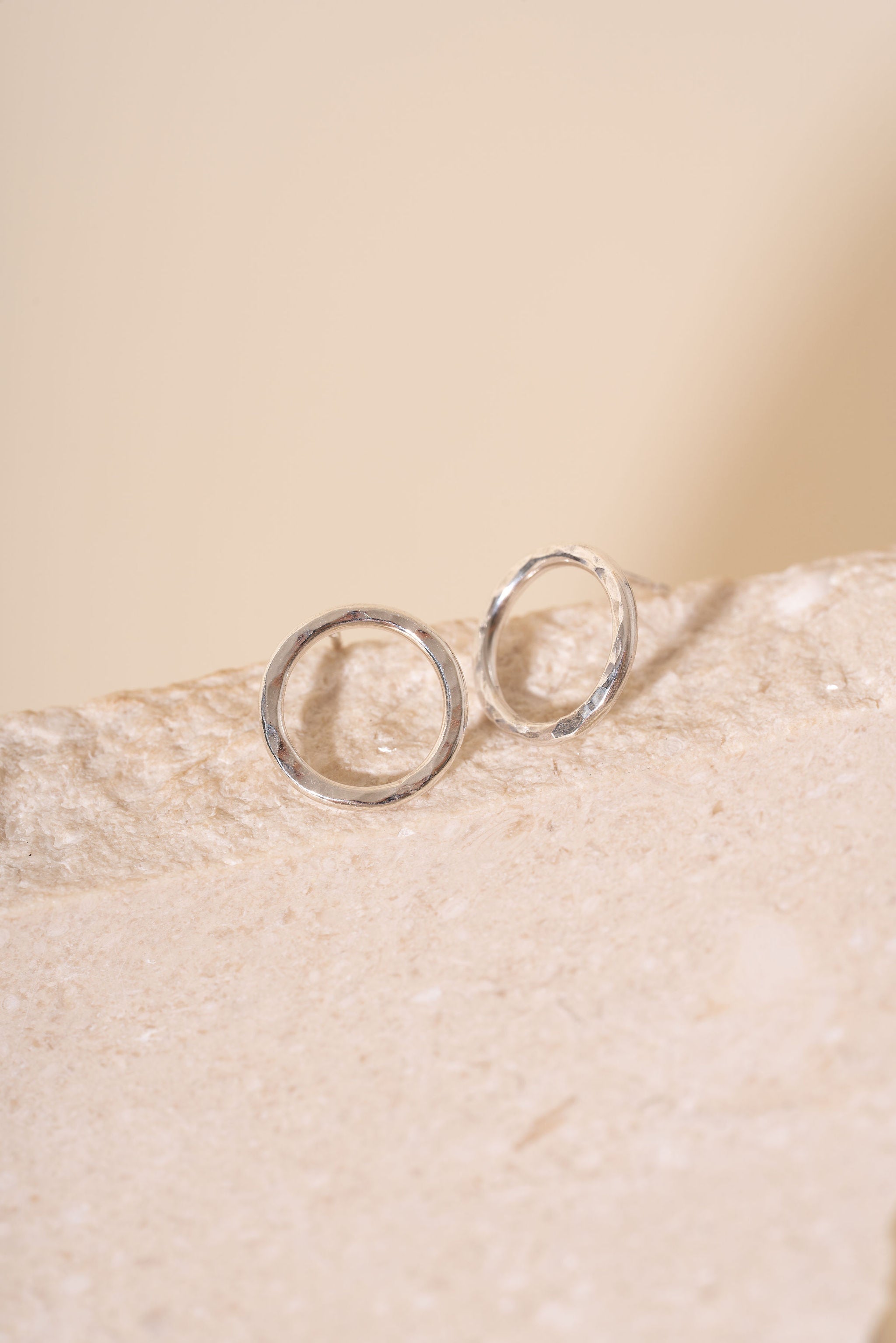 Briony Hammered Circle Stud Earrings