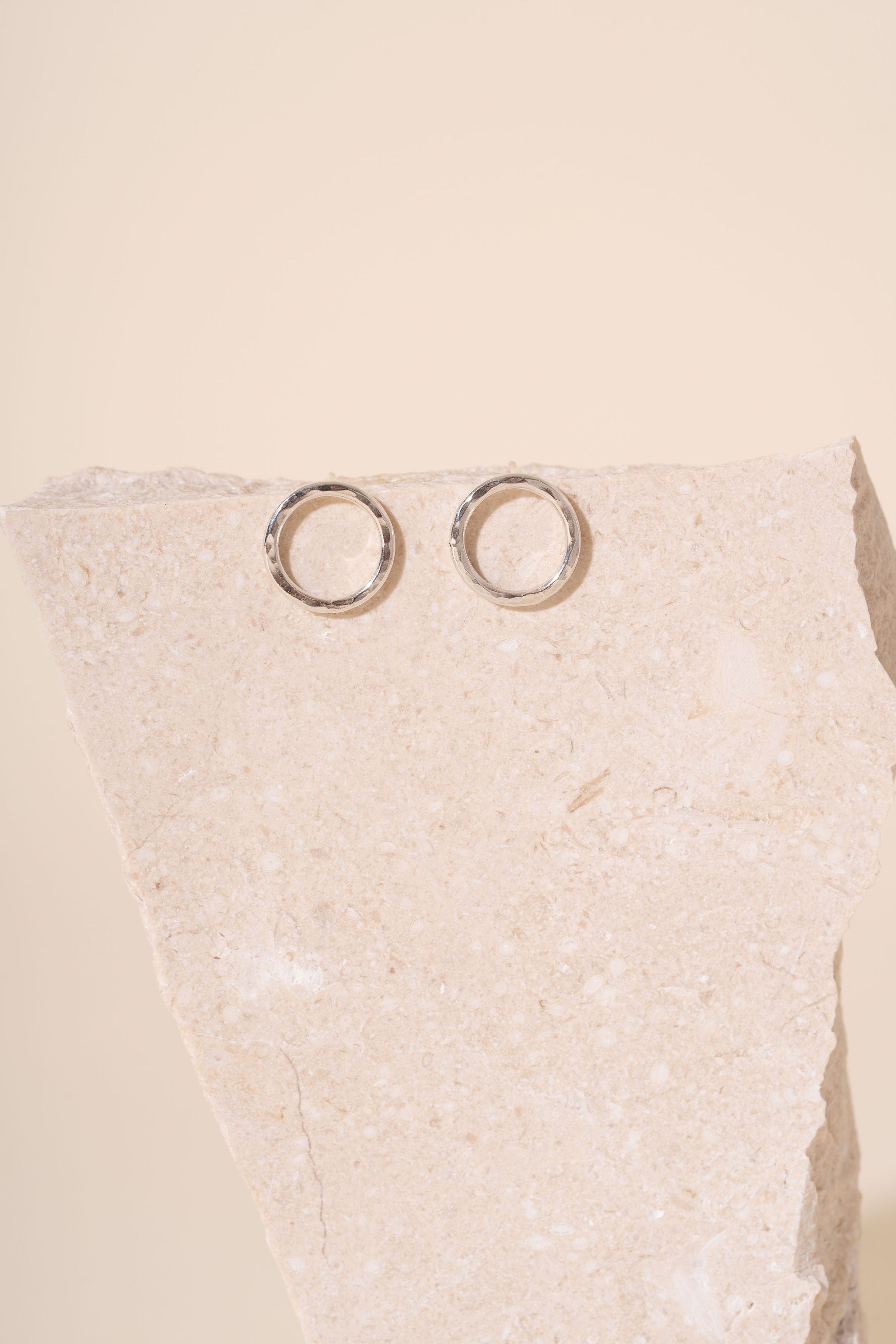 Briony Hammered Circle Stud Earrings