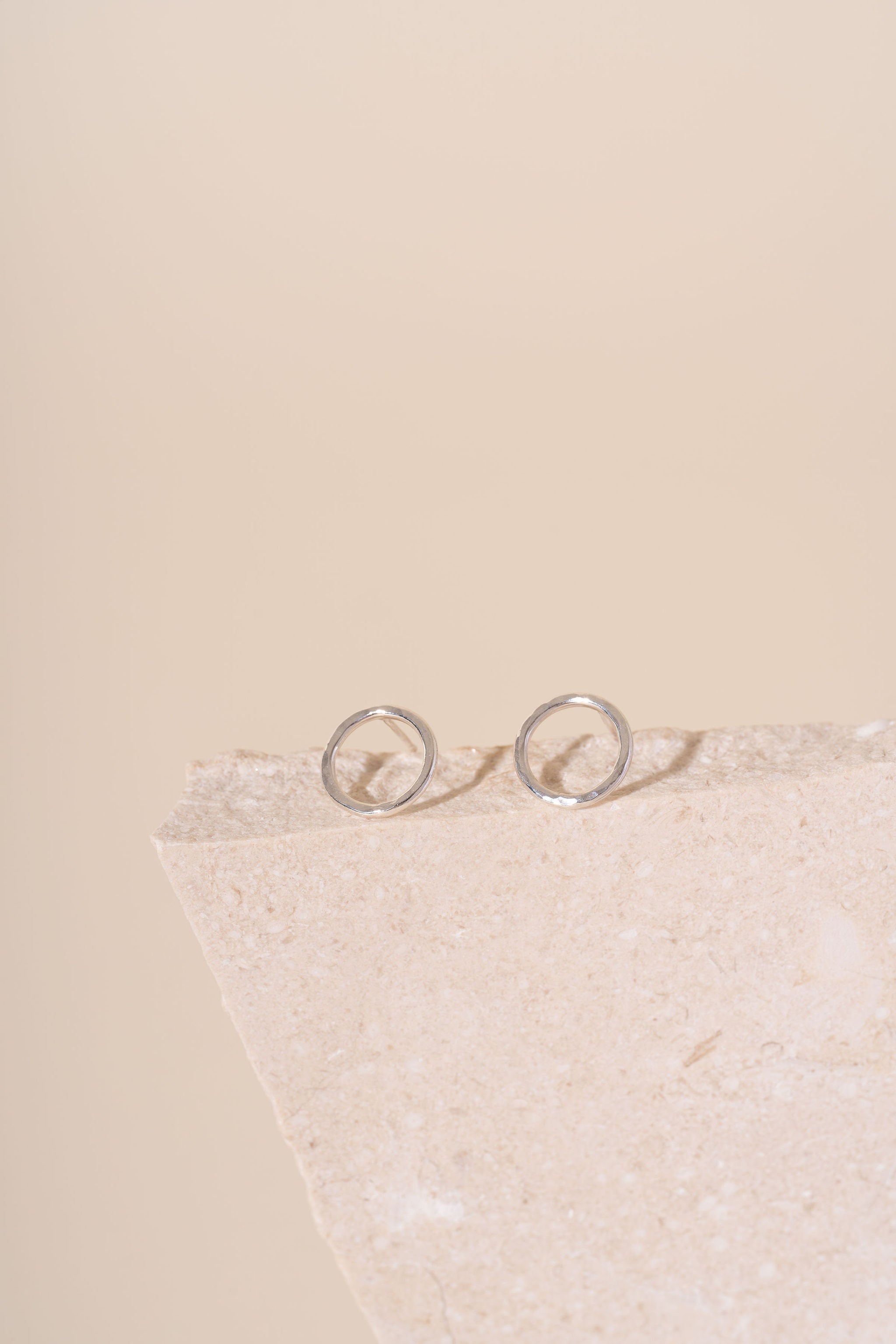 Briony Hammered Circle Stud Earrings