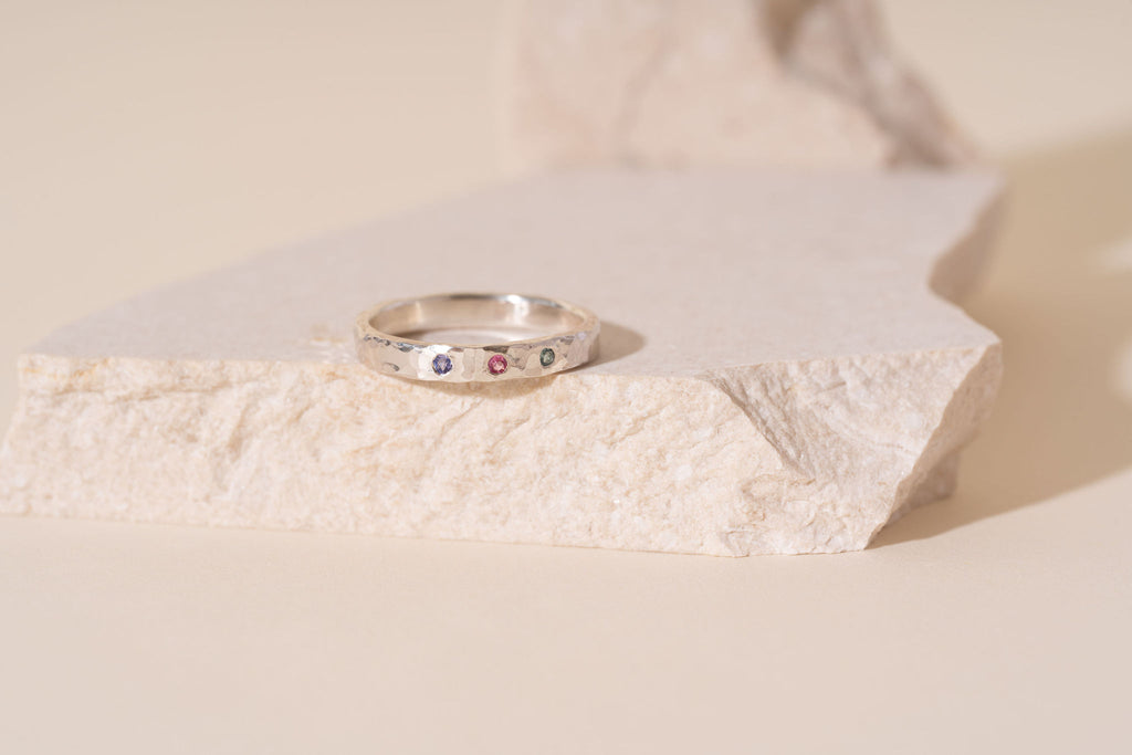 Recycled Silver Personalised Briony Birthstone Ring