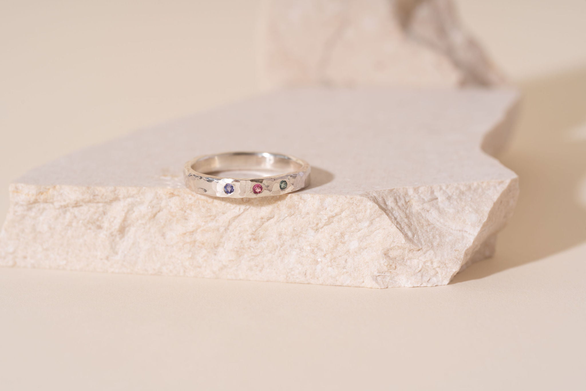 Recycled Silver Personalised Briony Birthstone Ring