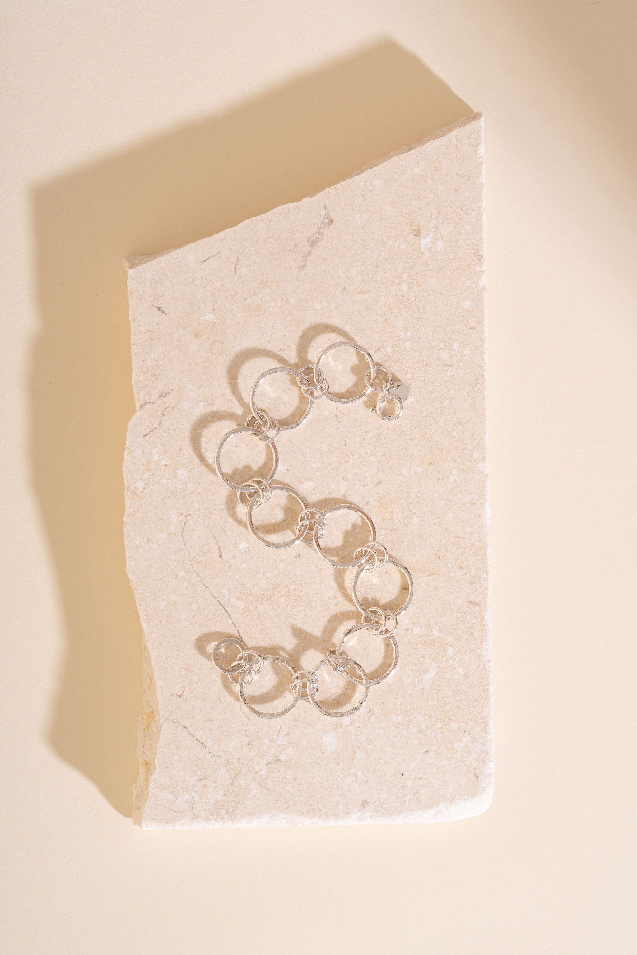 Briony Hammered Circle Large Link Bracelet
