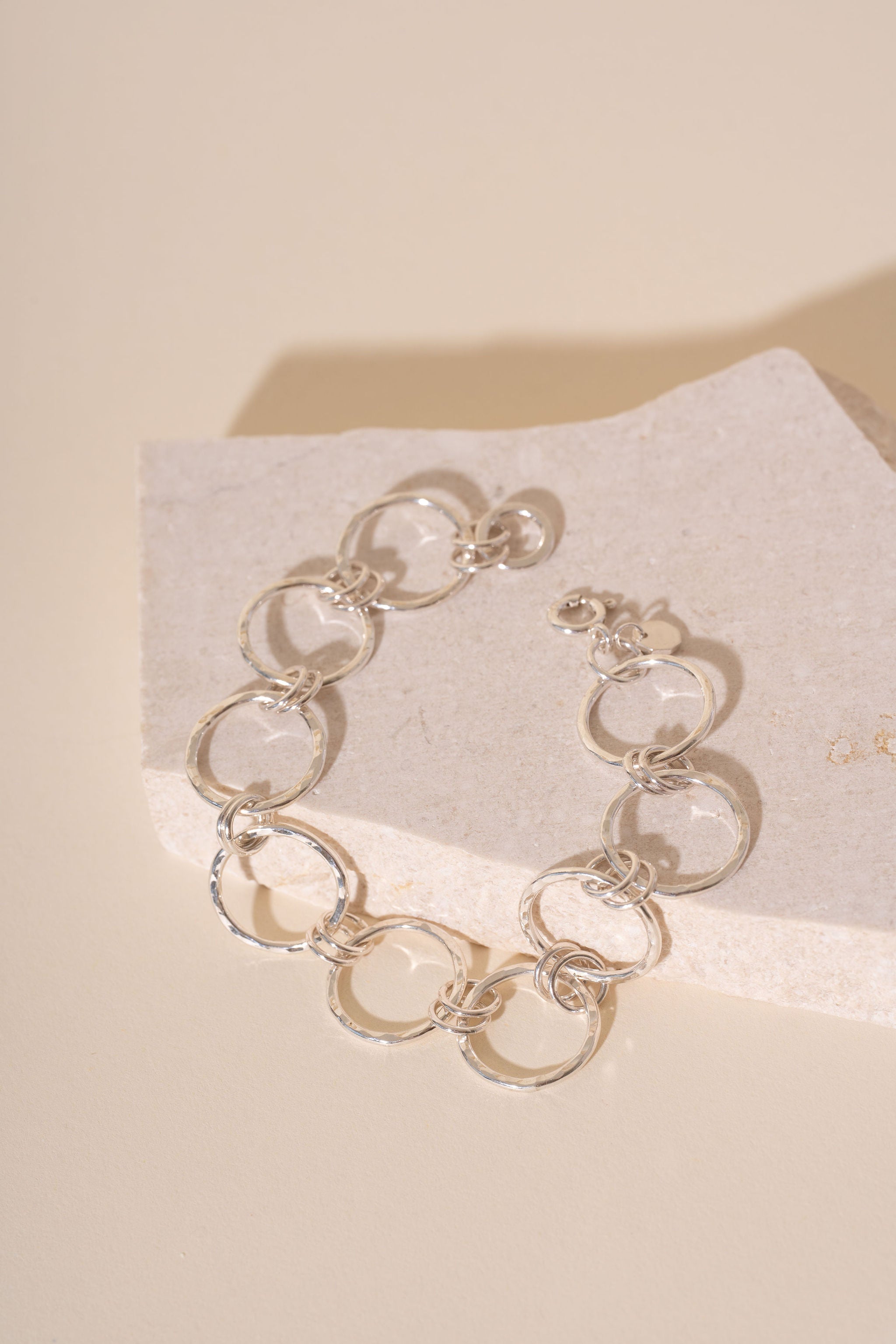 Briony Hammered Circle Large Link Bracelet
