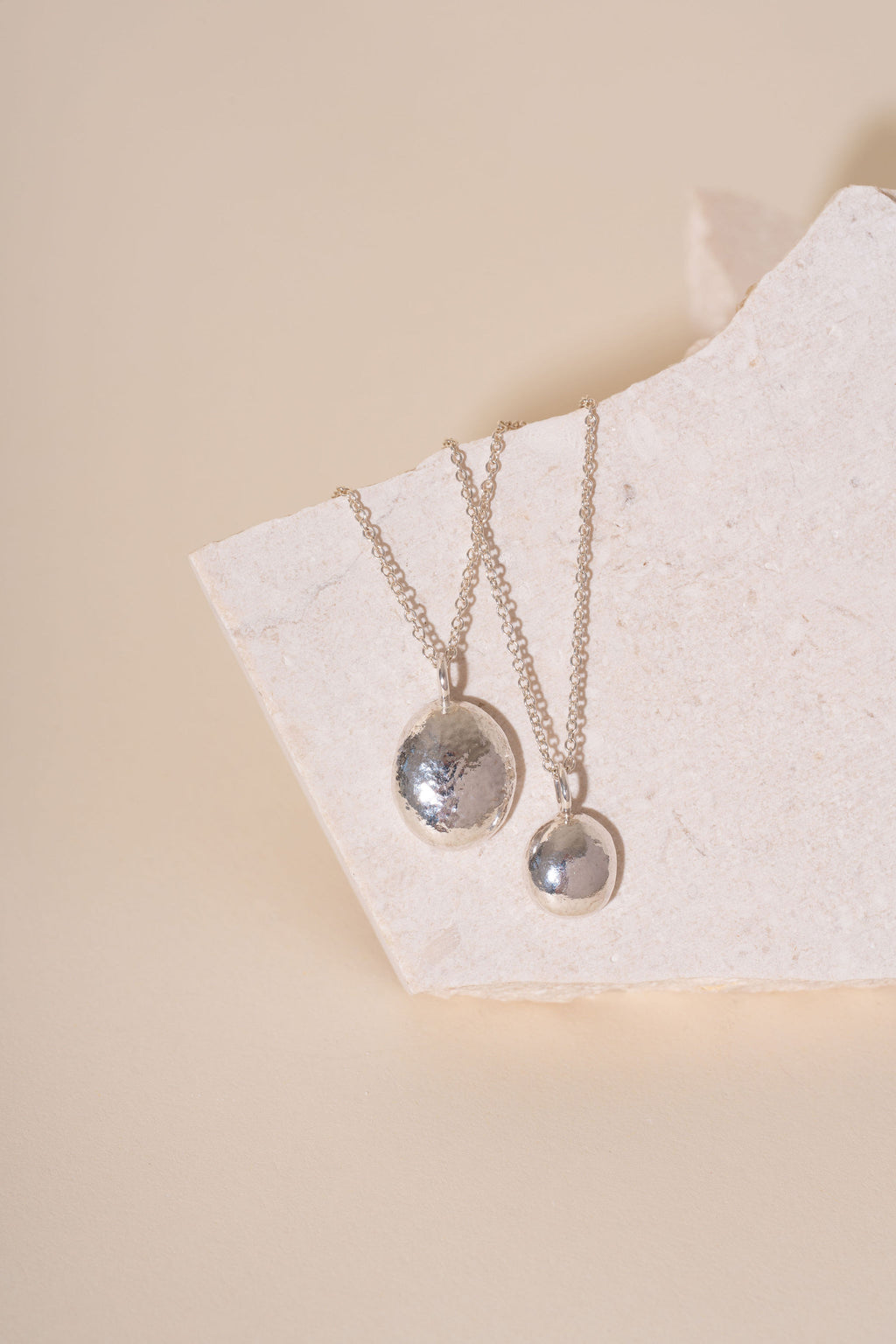 Recycled Silver Pebble Pendant - Polished Finish
