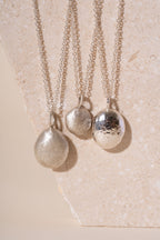 Recycled Silver Pebble Pendant - Matte Finish
