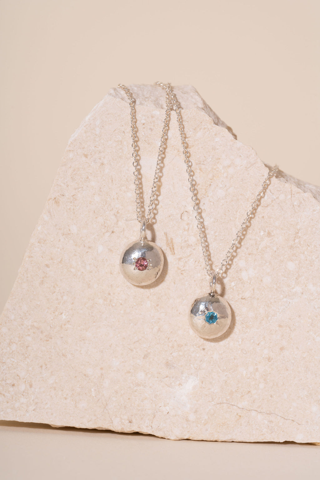 Recycled Silver Pebble Gemstone Pendant