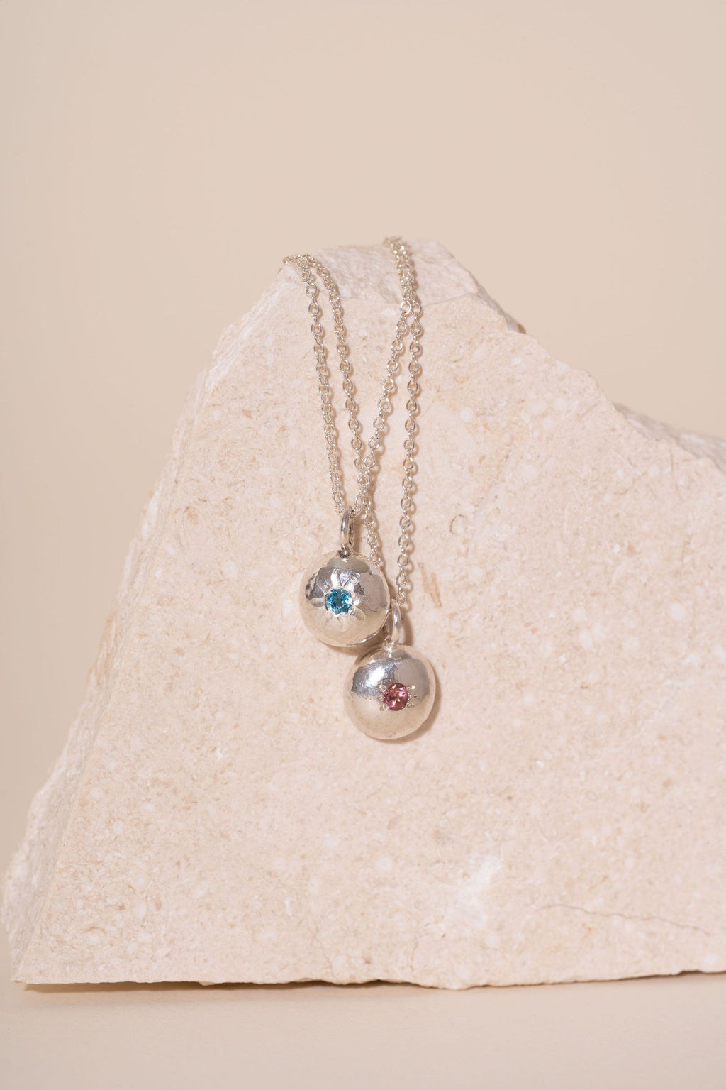 Recycled Silver Pebble Gemstone Pendant