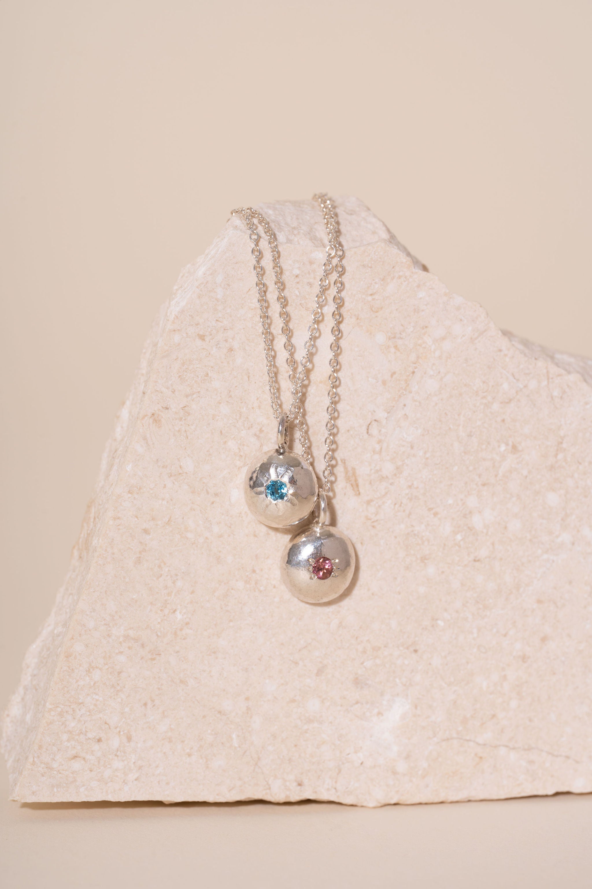 Recycled Silver Pebble Gemstone Pendant