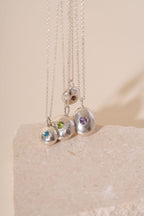Recycled Silver Pebble Gemstone Pendant
