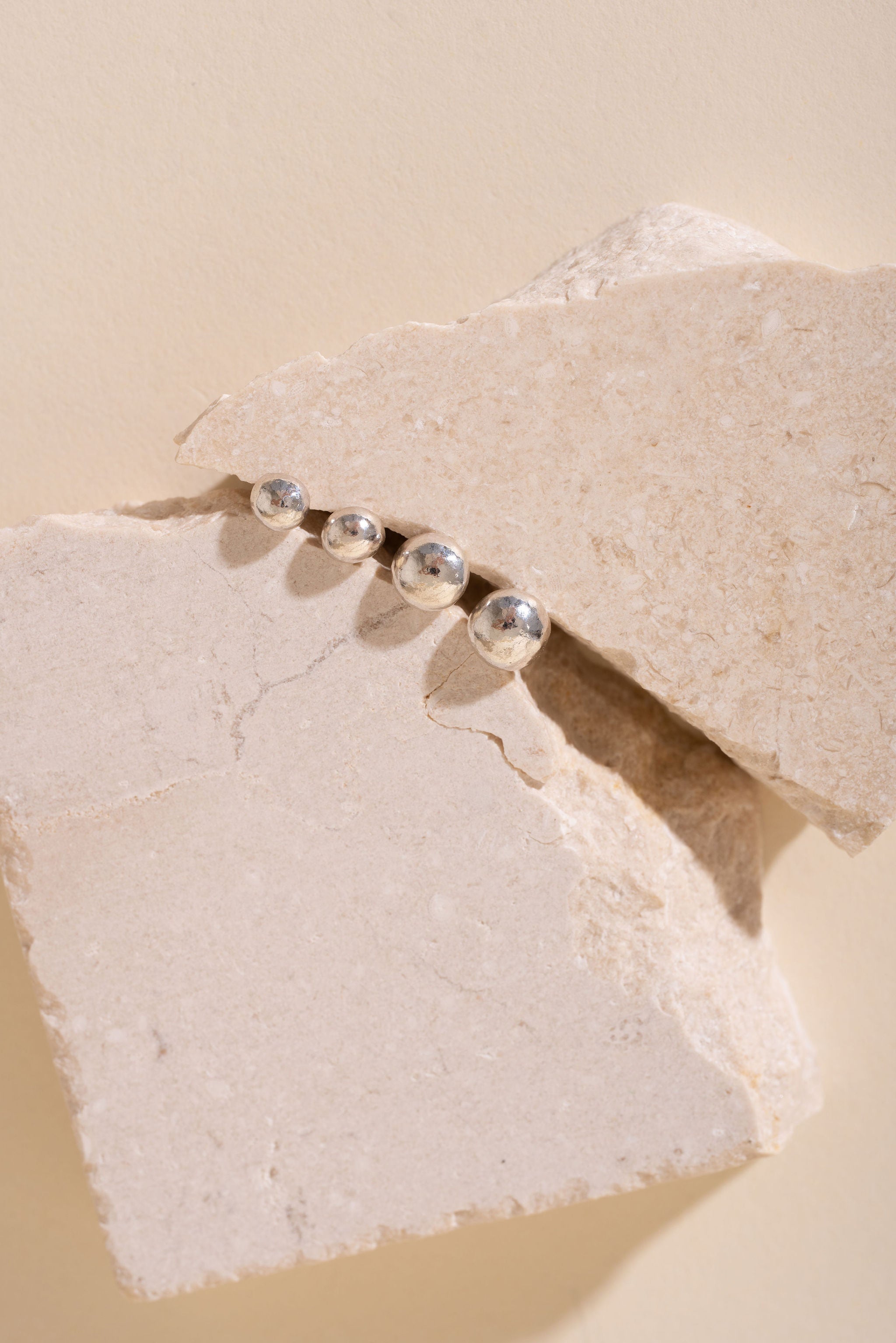 Recycled Silver Pebble Studs - Polished Finished
