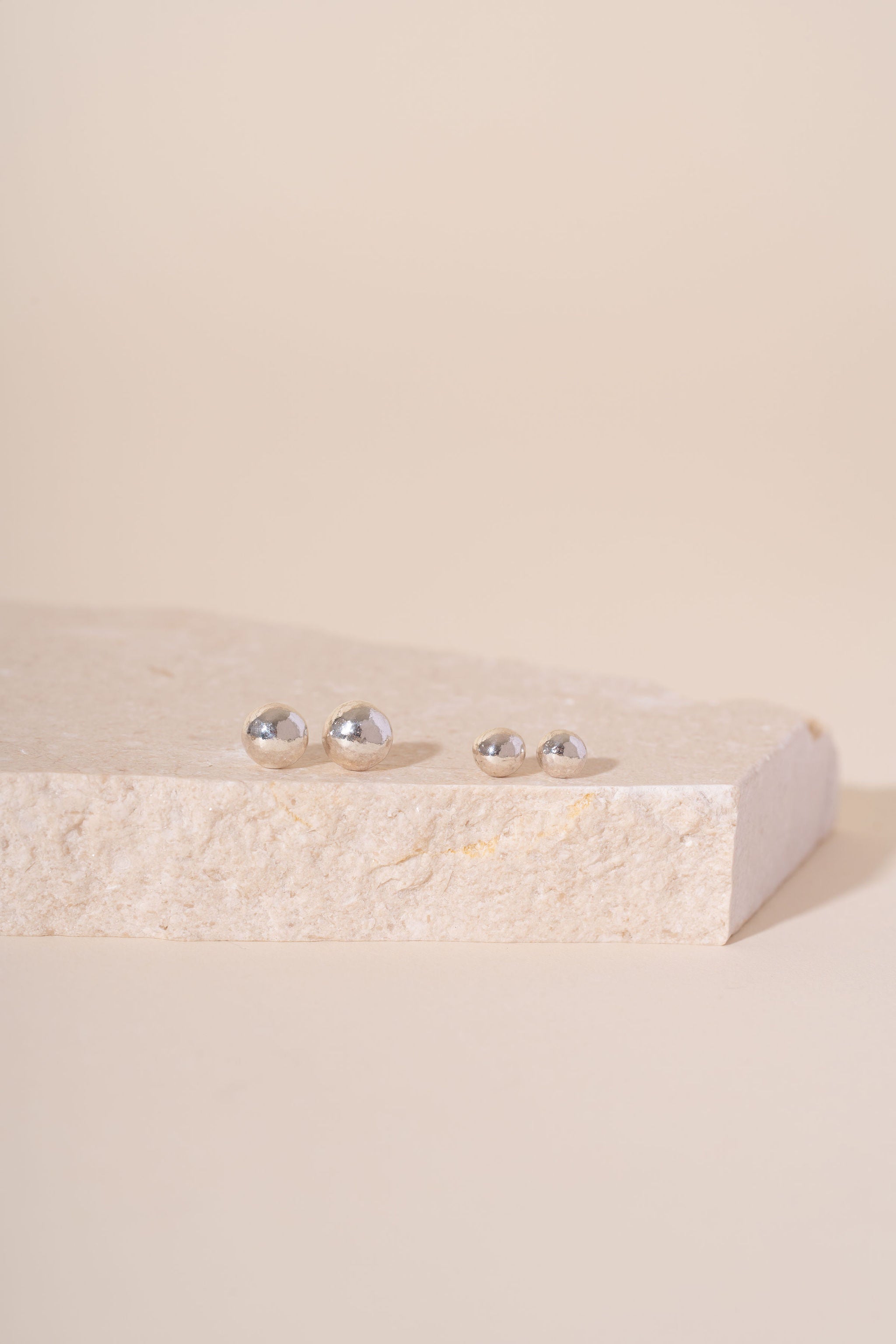 Recycled Silver Pebble Studs - Polished Finished
