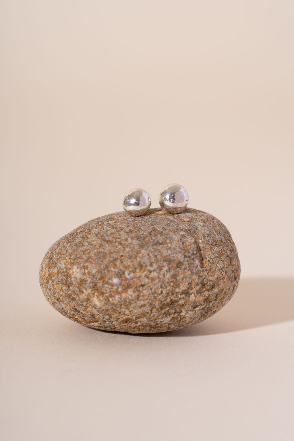 Recycled Silver Pebble Studs - Polished Finished
