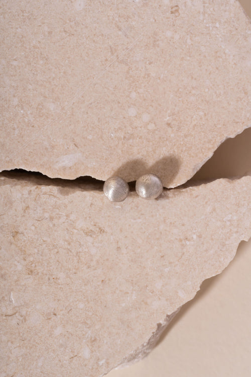 Recycled Silver Pebble Studs - Matte Finish