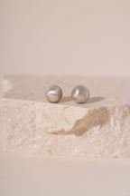 Recycled Silver Pebble Studs - Matte Finish
