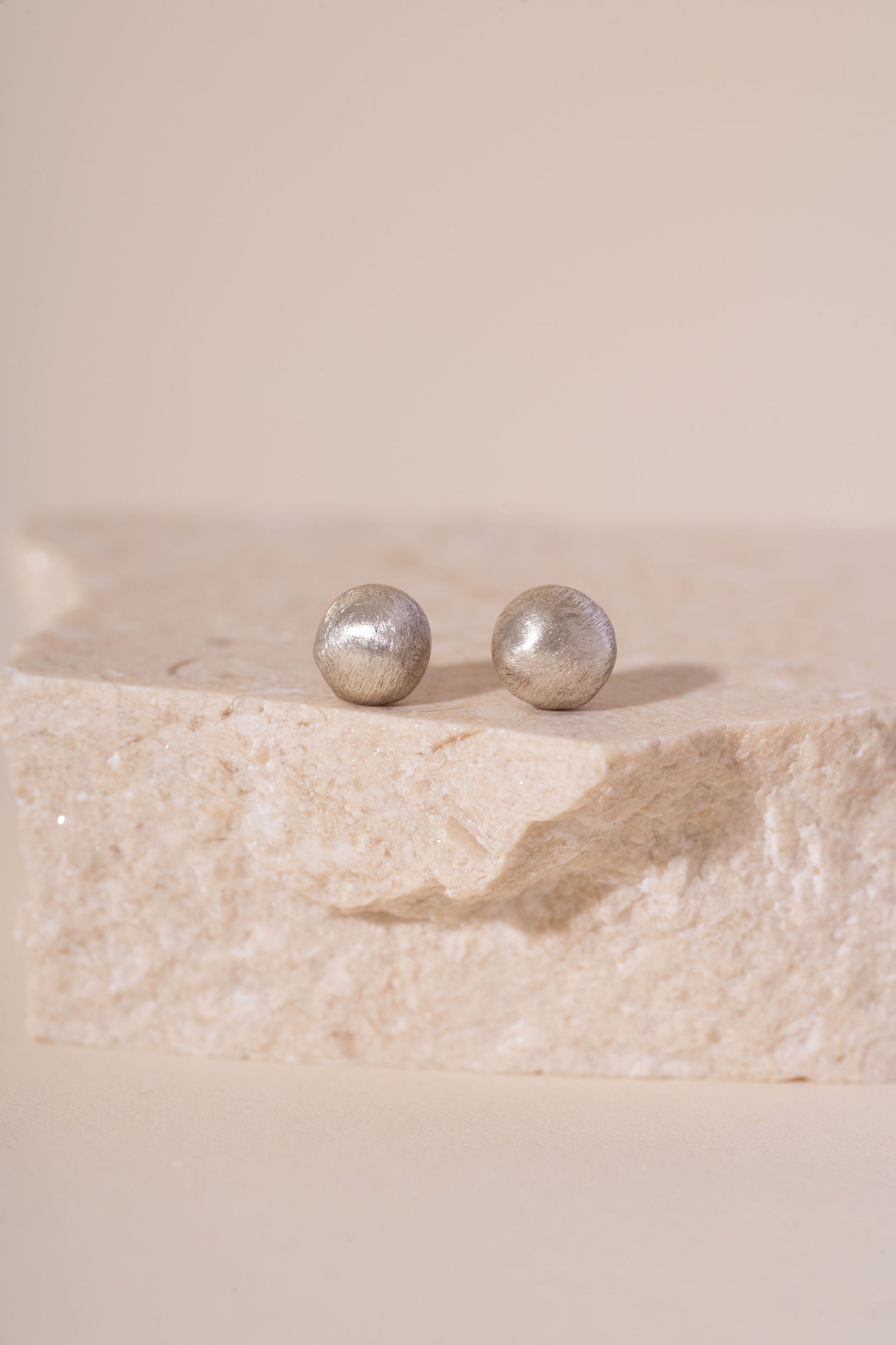 Recycled Silver Pebble Studs - Matte Finish