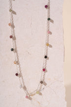 Silver & Multicoloured Tourmaline Beaded Necklace