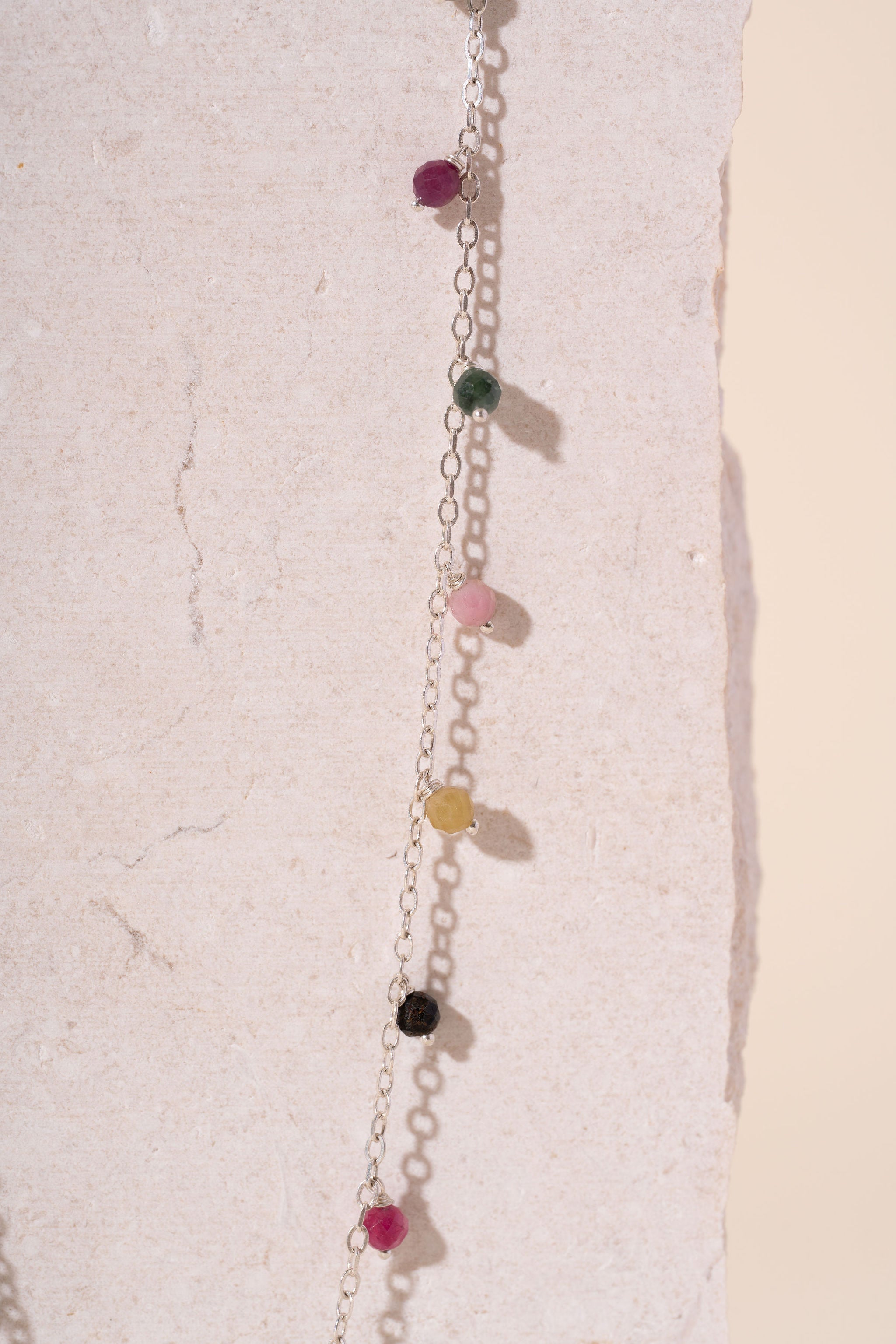 Silver & Multicoloured Tourmaline Beaded Necklace