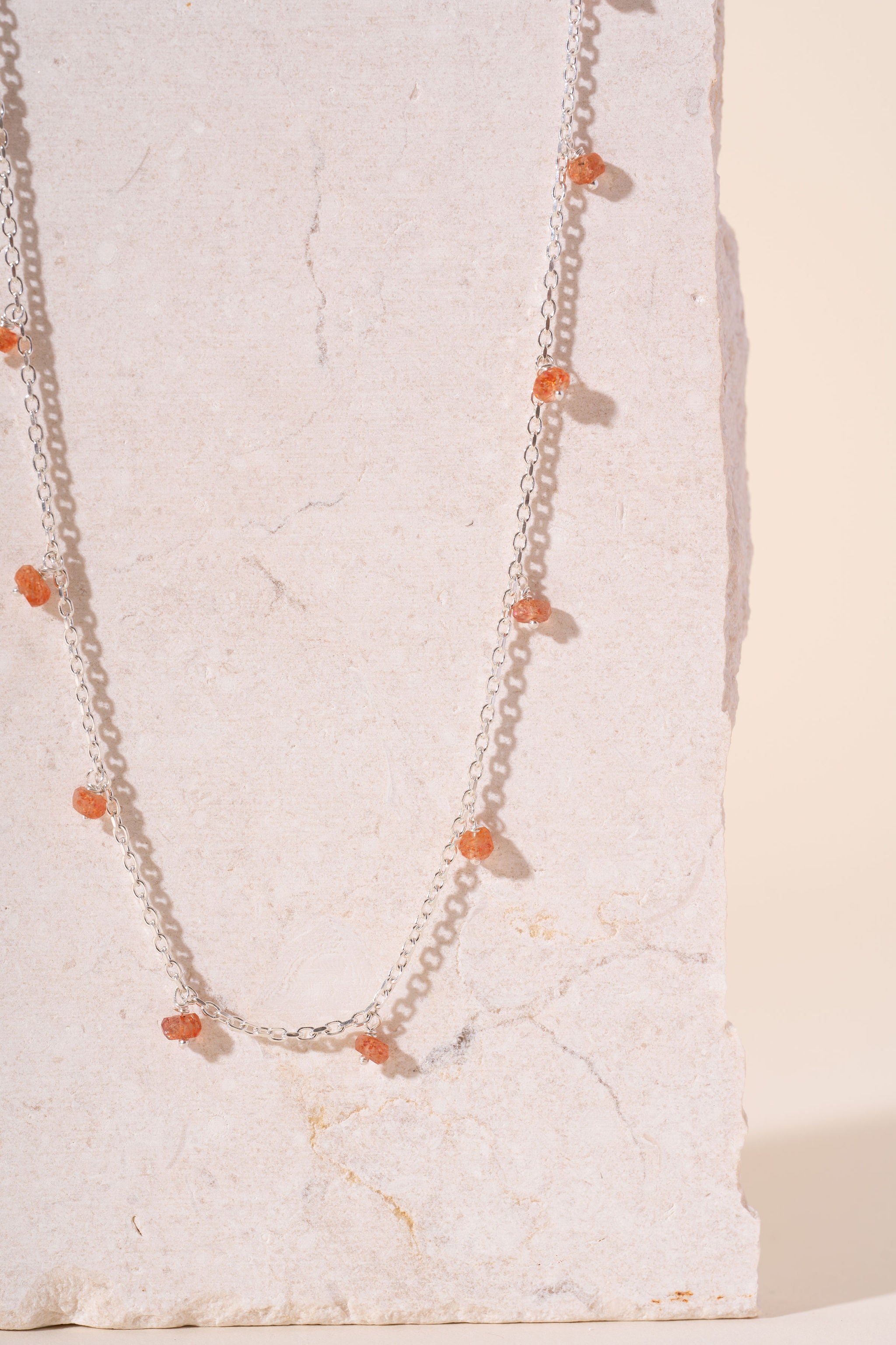 Silver & Sunstone Beaded Necklace