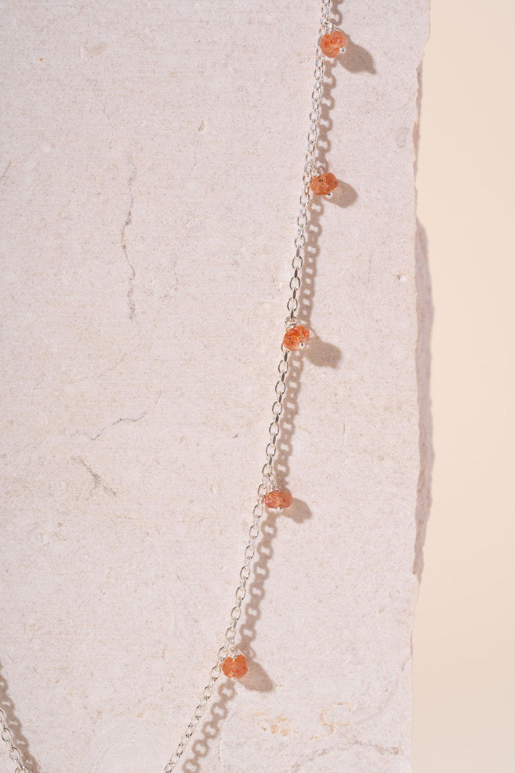 Silver & Sunstone Beaded Necklace