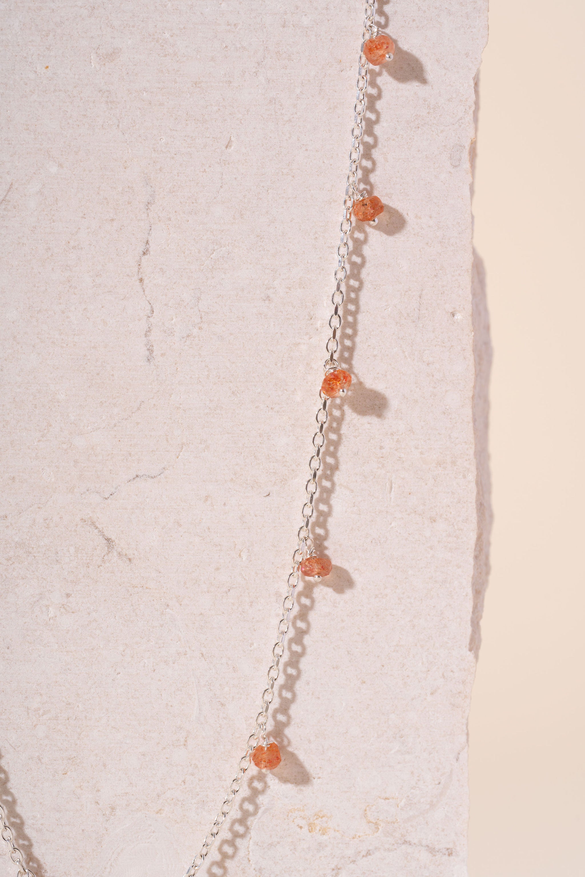 Silver & Sunstone Beaded Necklace