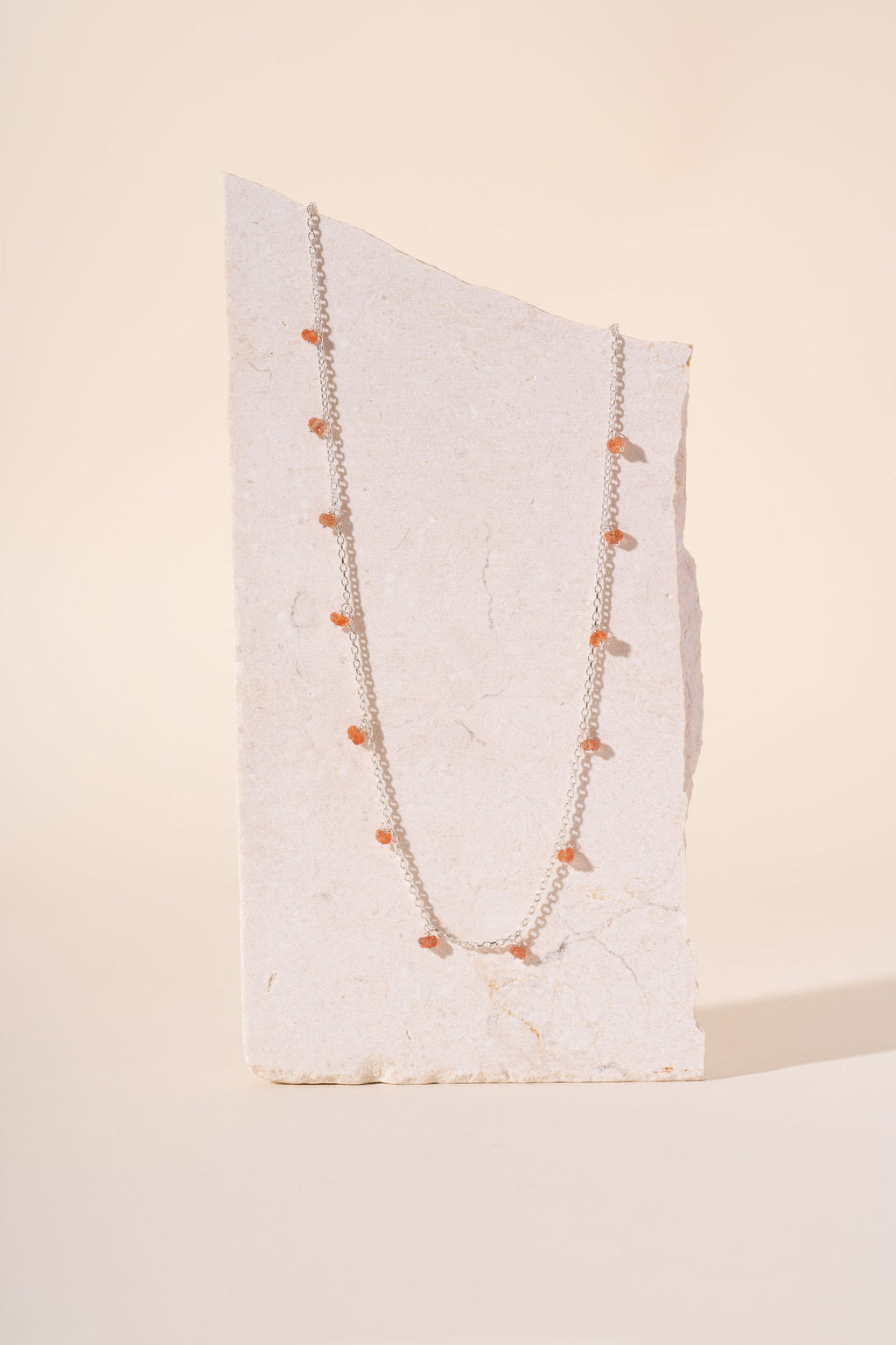 Silver & Sunstone Beaded Necklace