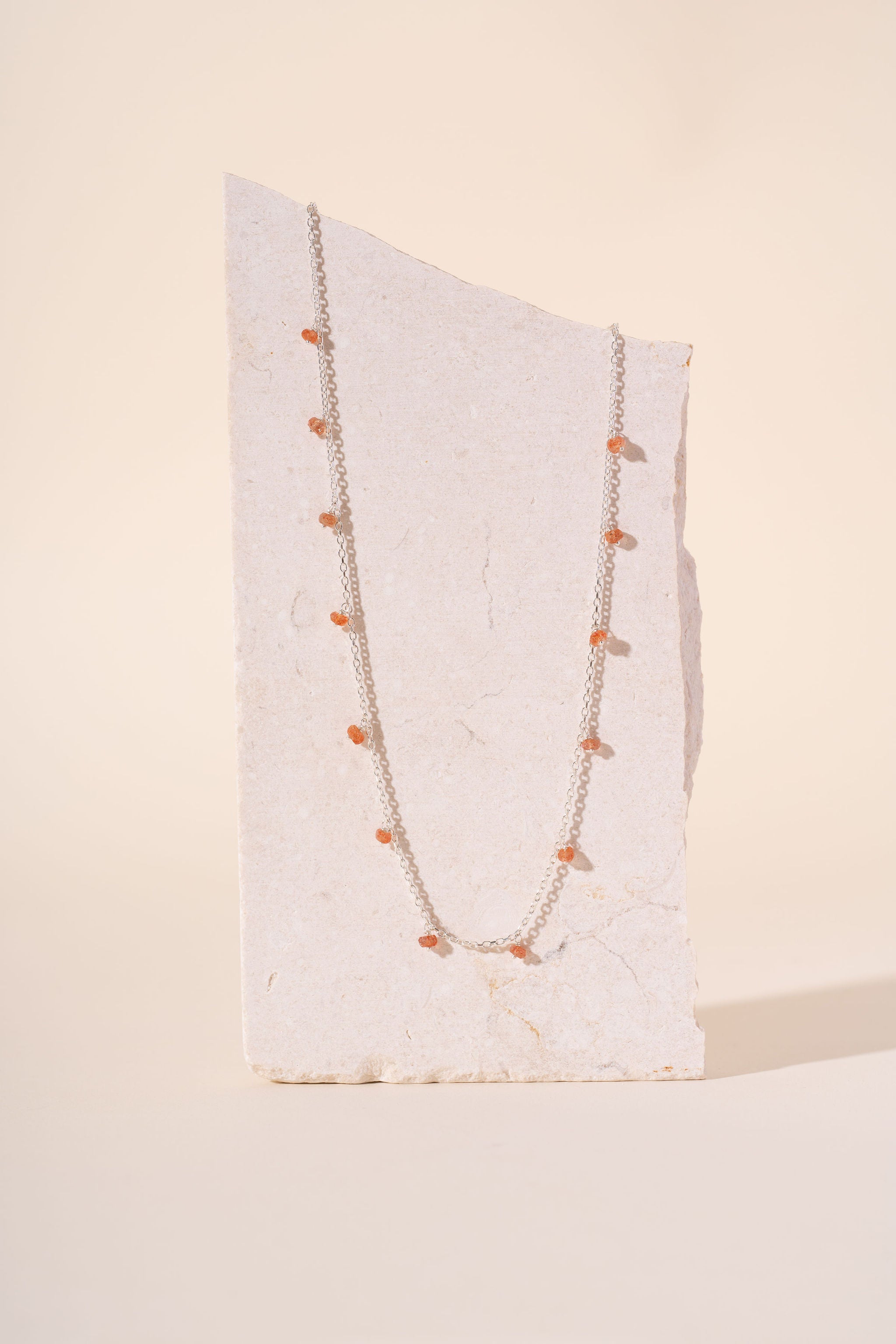 Silver & Sunstone Beaded Necklace