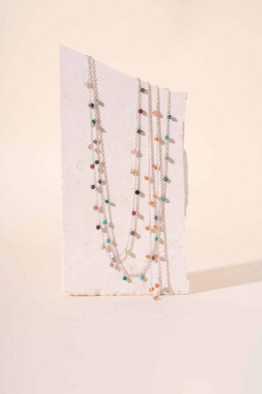 Silver & Sunstone Beaded Necklace