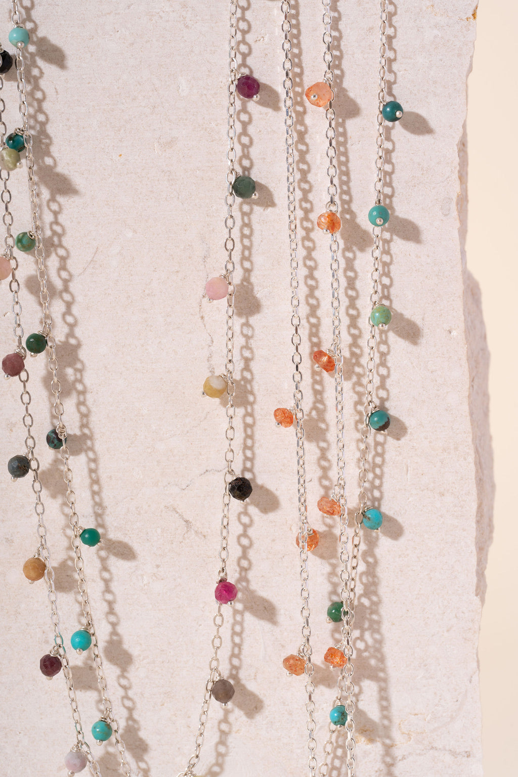 Silver & Sunstone Beaded Necklace