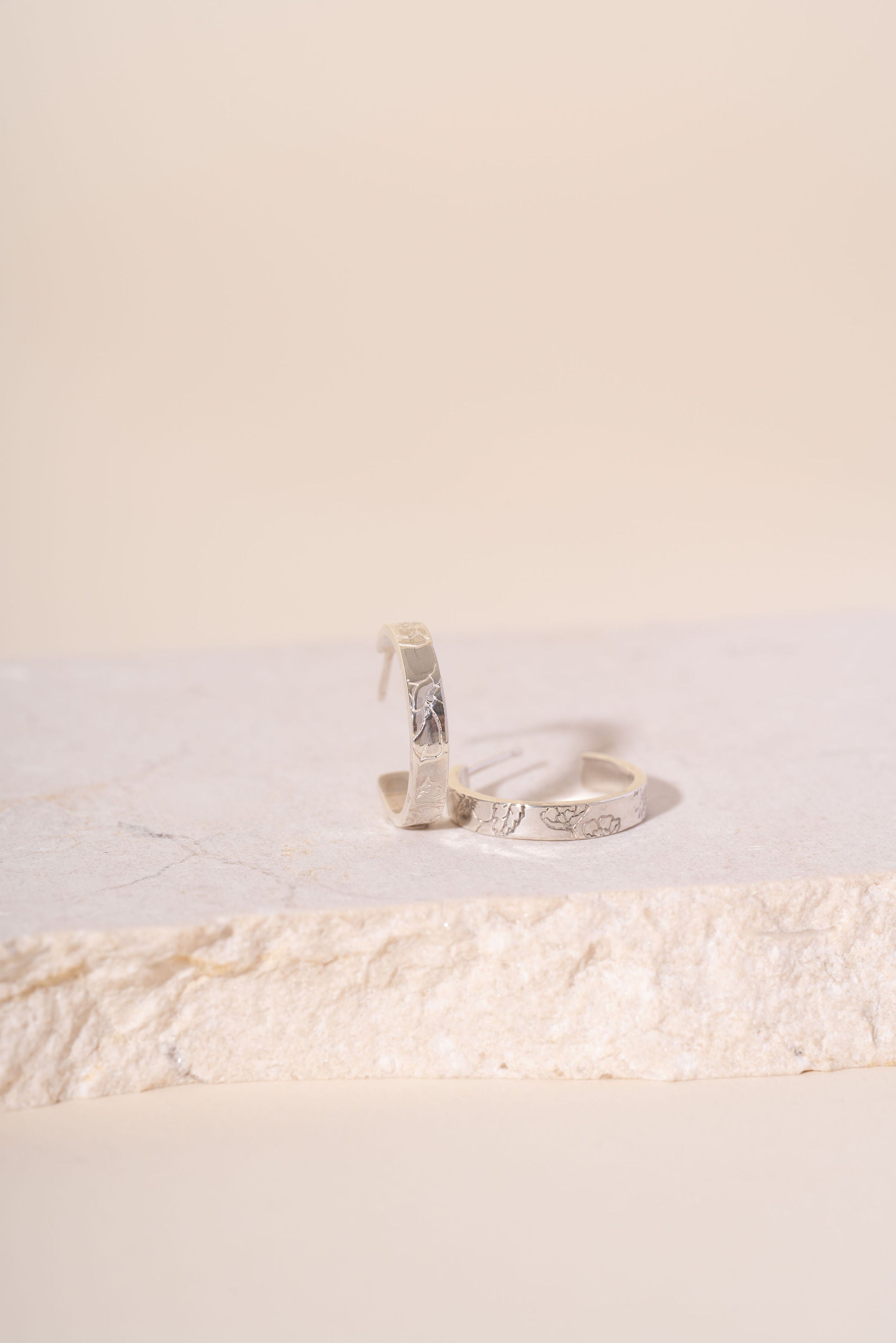 Recycled Silver Flower Meadow Hoops